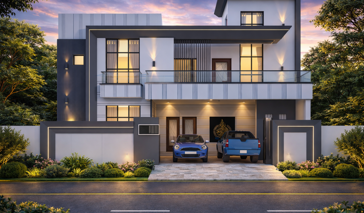3D architectural rendering beginner guide Pakistan — exterior home visualization by Studio3