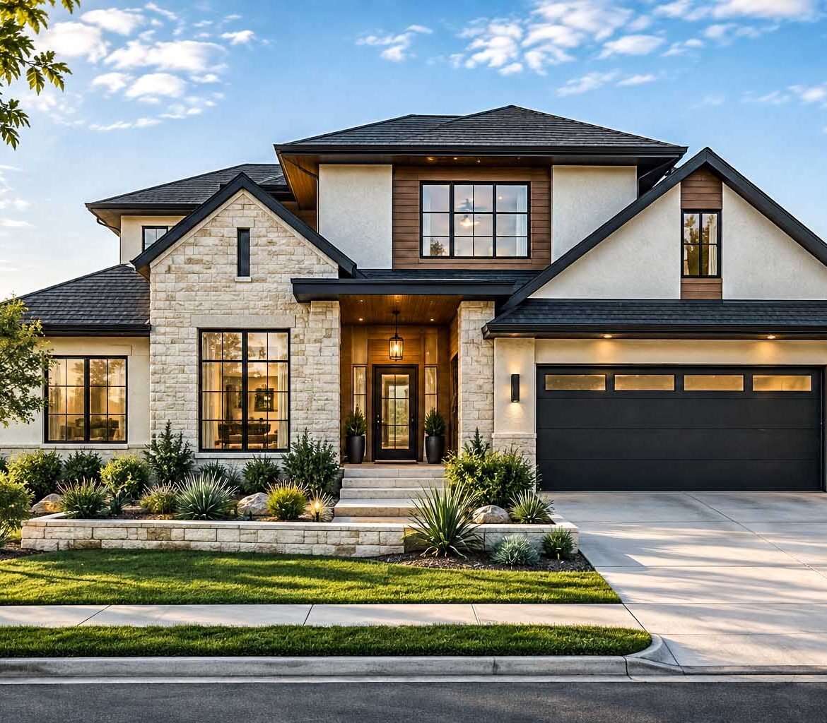 3D rendering for Texas home builders showing a photorealistic new home exterior