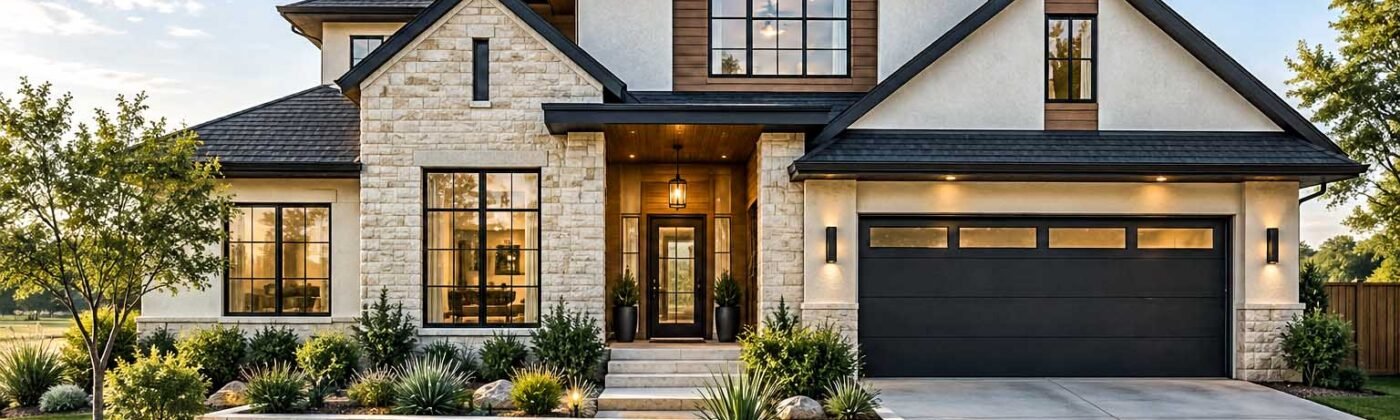 3D rendering for Texas home builders showing a photorealistic new home exterior