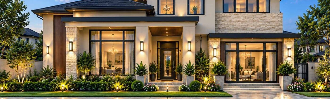 Architectural rendering services USA: aerial 3D render of a new home community with homes, streets, and park